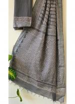 Cotton  Gray Daily Wear Printed Saree